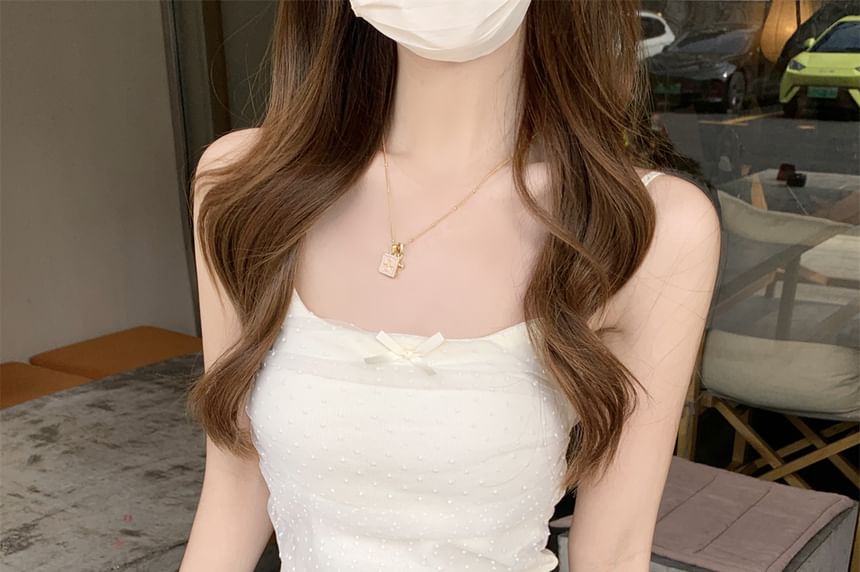 Dotted Top Fit Slim Bow Panel Cami