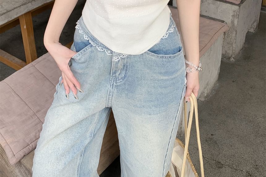 Dotted Top Fit Slim Bow Panel Cami