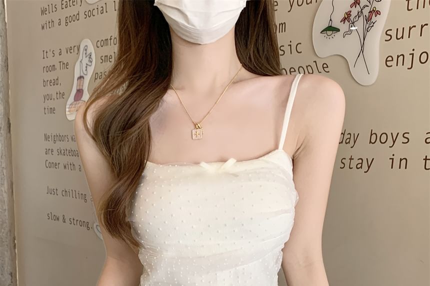 Dotted Top Fit Slim Bow Panel Cami