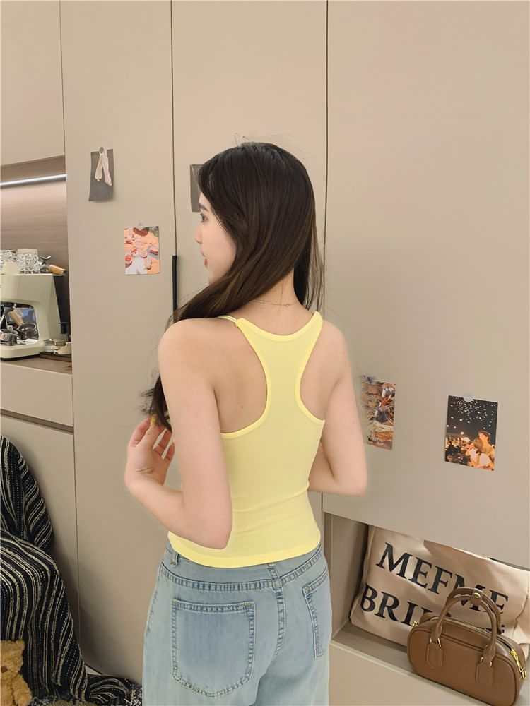 Racerback Camisole Slim Ruched Fit Top Padded