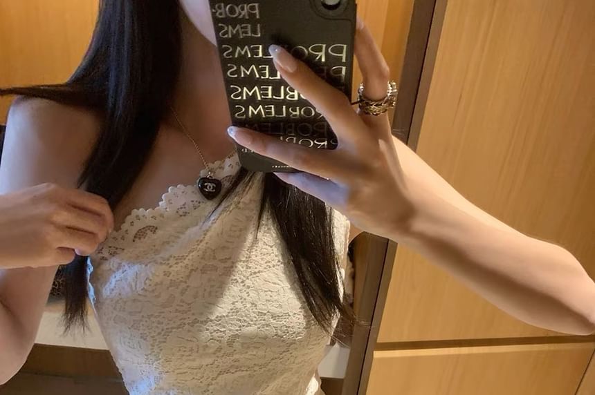 Slim One-Shoulder Lace-Trimmed Tank Top - LaceLux