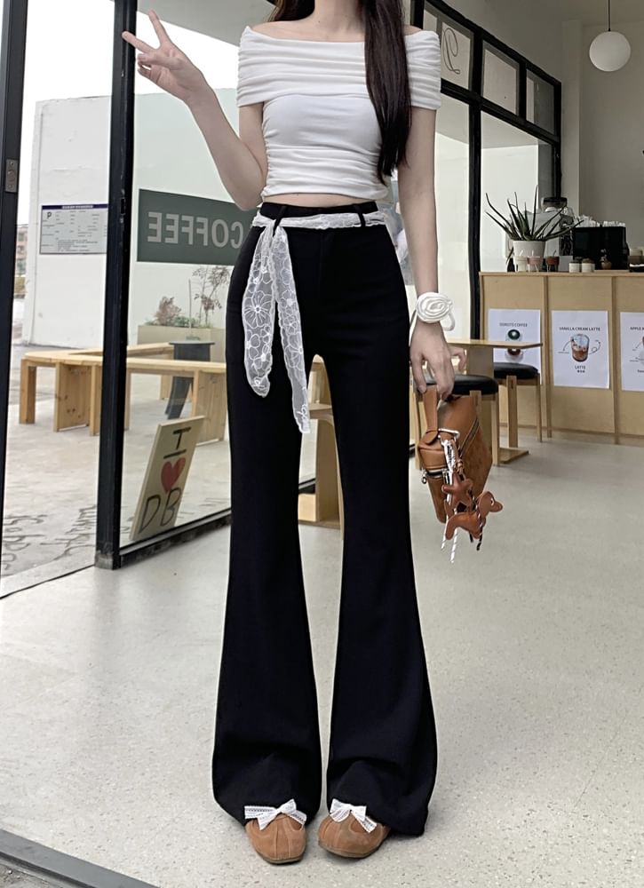 High Bootcut Waist Plain Pants