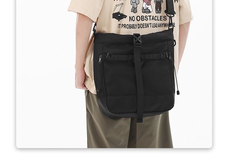 Panel Crossbody Nylon Mesh Bag Buckled