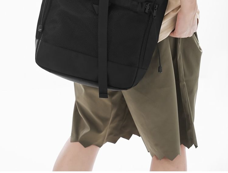 Panel Crossbody Nylon Mesh Bag Buckled