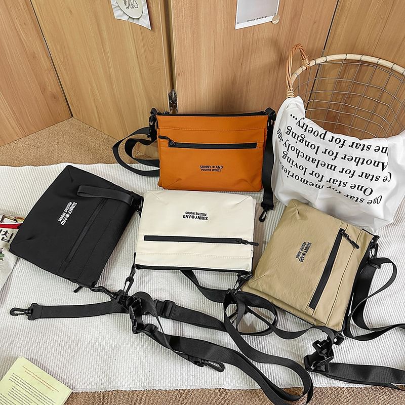 Bag Print Lettering Nylon Crossbody