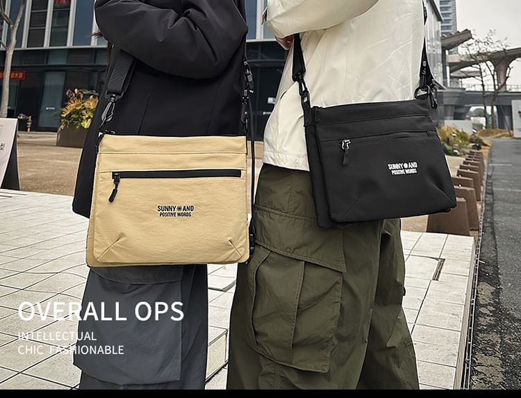 Bag Print Lettering Nylon Crossbody