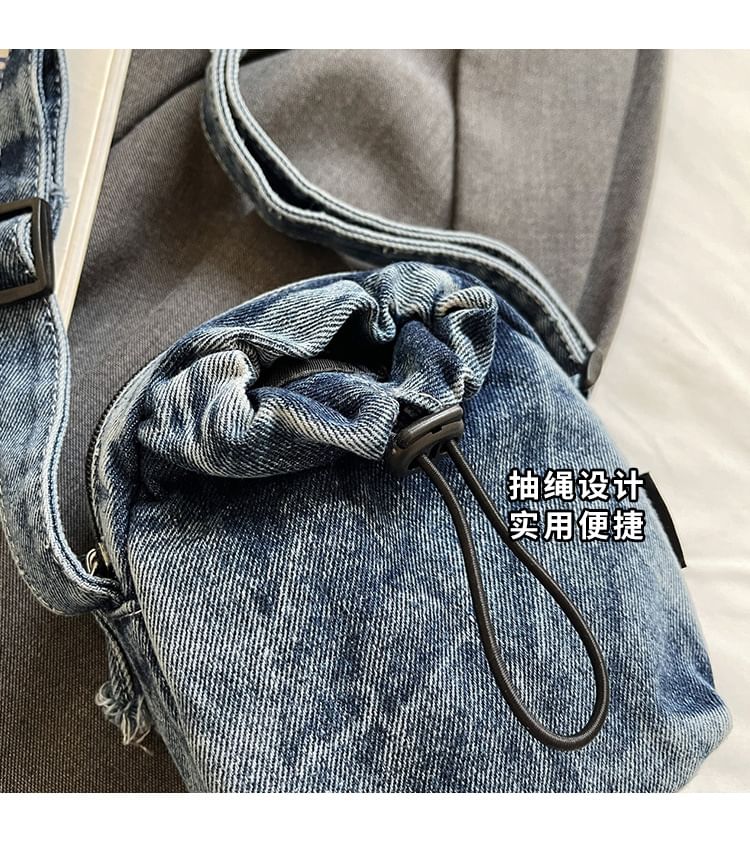 Drawstring Bag Mobile Denim Phone Crossbody
