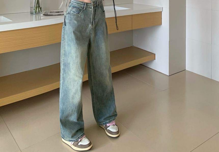 High Washed Waist Jeans Wide Leg