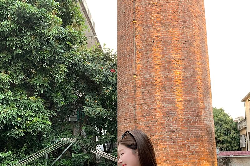 Peplum Puff-Sleeve Plain Back Open Halter Bow Top / Blouse