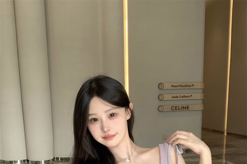 Scoop Set: Camisole Top Plunge Plain Tie + Neck Tank Deep Shoulder