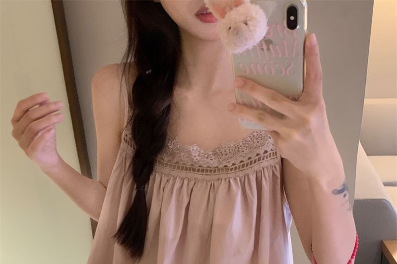 Lace-Trim Camisole and Shorts Pajama Set