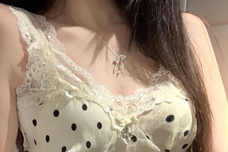 Polka-Dot Sleeveless Lace Crop Top - LaceLux