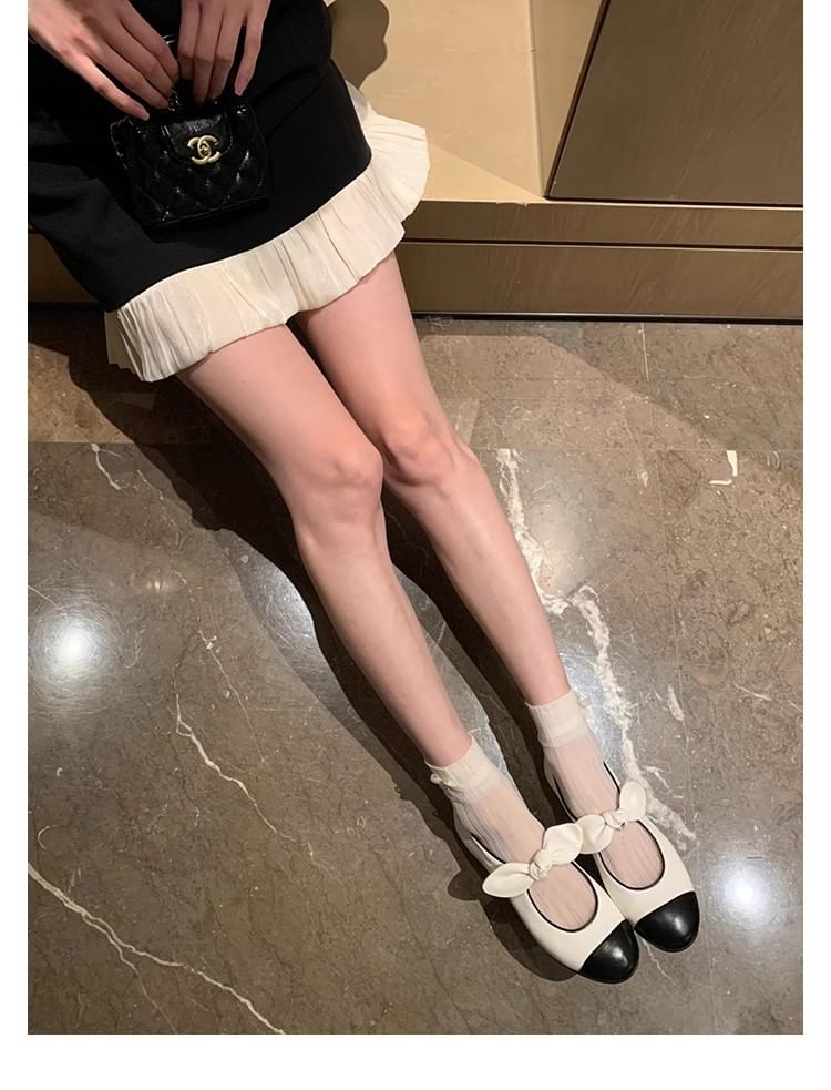 Faux Flats Ballet Tone Leather Two Bow