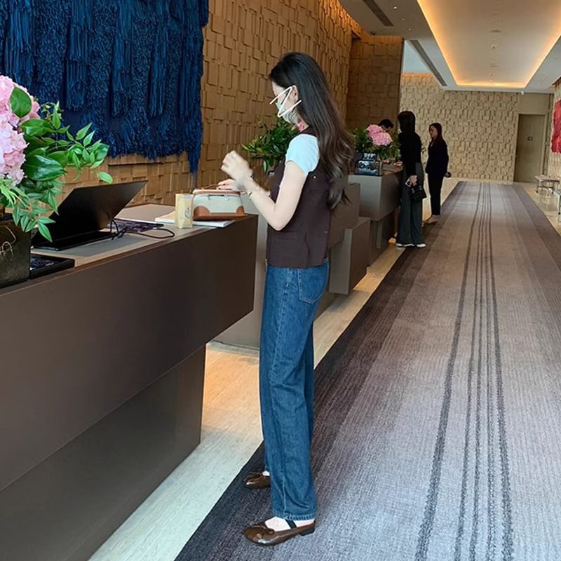 Plain Flats Bow Faux Leather Ballet