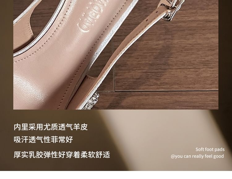 Slingback Pointy Heel Rhinestone Sandals High