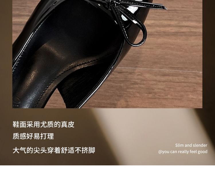 Slingback Pointy Bow Heel Sandals Plain High