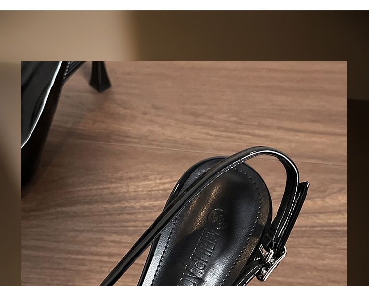 Slingback Pointy Bow Heel Sandals Plain High