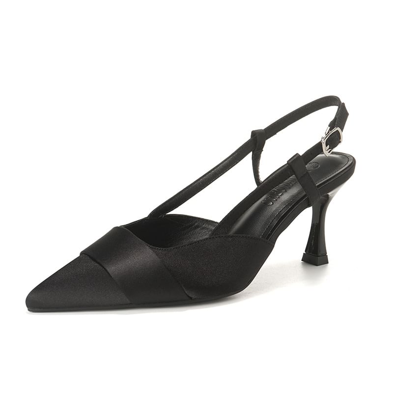 High Pointy Sandals Plain Slingback Heel