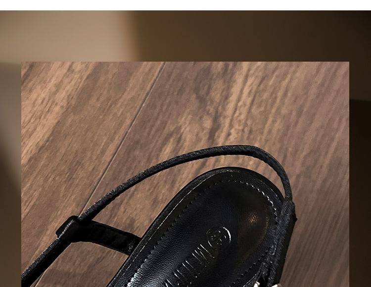 Slingback Bow Sandals High Heel Plain Pointy