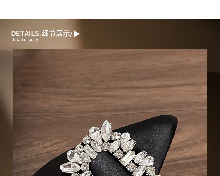 Slingback Sandals Plain Pointy Rhinestone High Heel