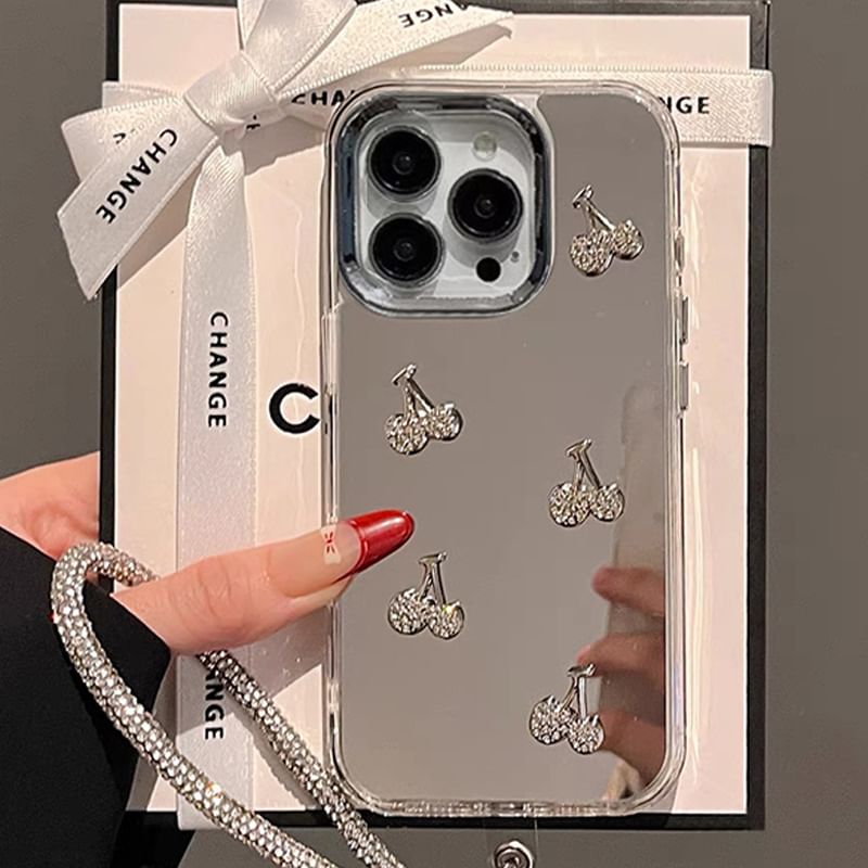 Mirrored Case / Phone Strap Cherry Set