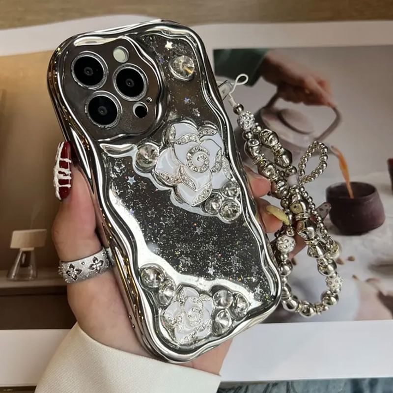 Floral Strap / Case Metallic Phone Set