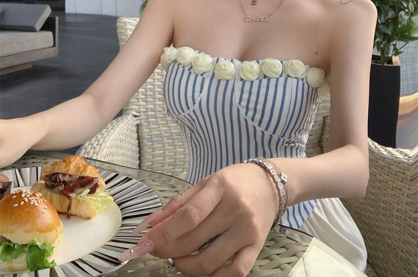 Floral Striped Top Detail Tube