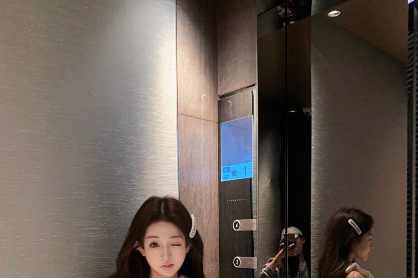 Top / Waist Knit Plain Shorts High Plaid Bow Camisole