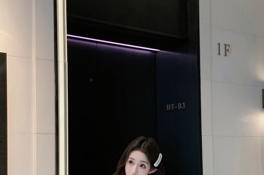 Top / Waist Knit Plain Shorts High Plaid Bow Camisole