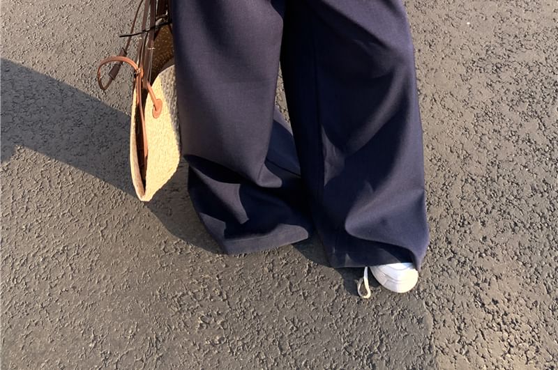 Pants Plaid Bustier Tube Rise / Frill Mid Suit Top Leg Plain Wide