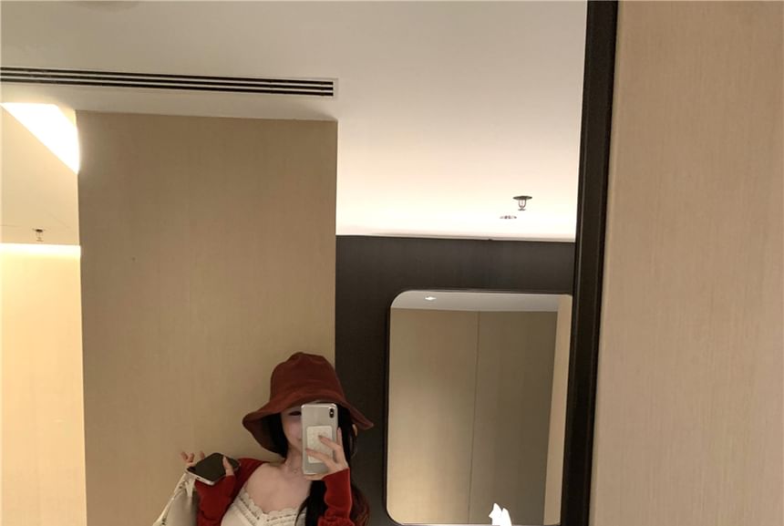 Pintuck Plain Camisole / Cardigan Top Panel Lace