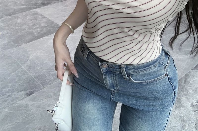 Neck Top Halter Cowl Striped