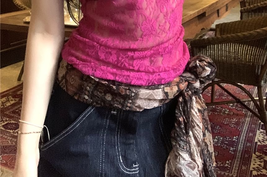 Lace V-Neck Top Camisole Bow Plain