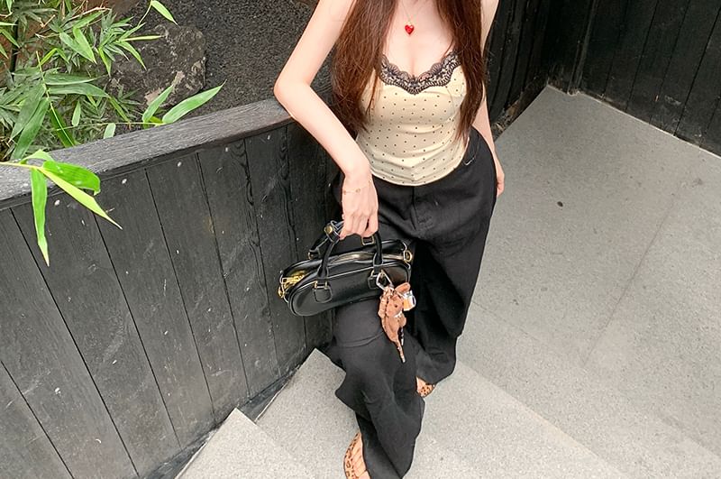 Lace Camisole Top Dotted Panel