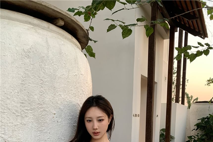 Crop Henley Top Cami Trim Plain Lace