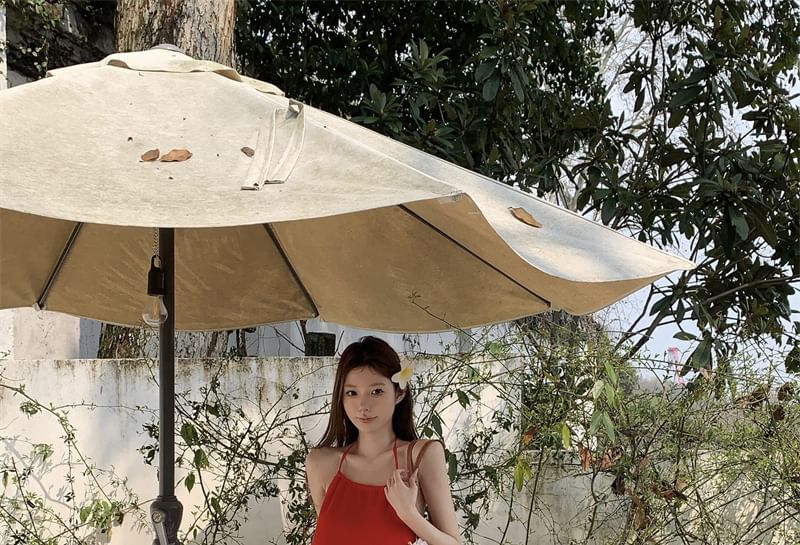 Halter A-Line / Skirt Maxi Mini Rise Plain High Mesh Tiered Dress