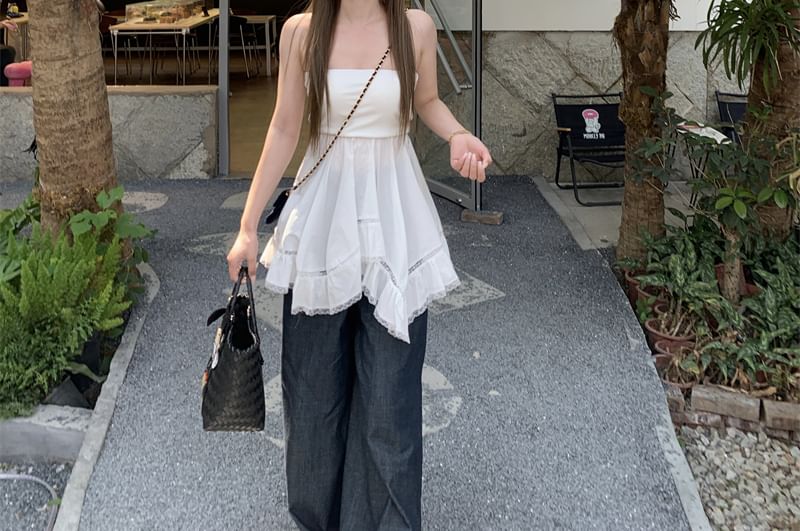 Tube Ruffle Top Trim Lace Plain