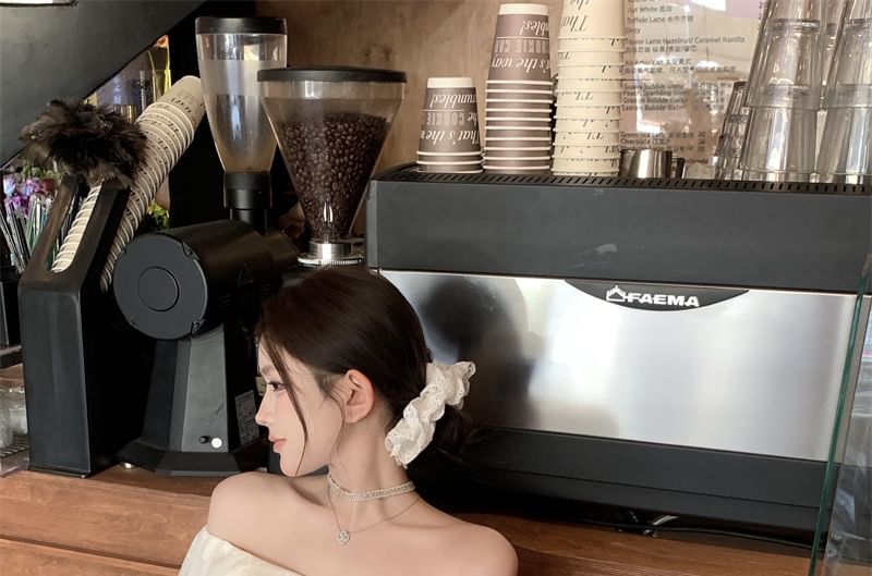 Plain Ruffle Sleeve Short Blouse Off Shoulder