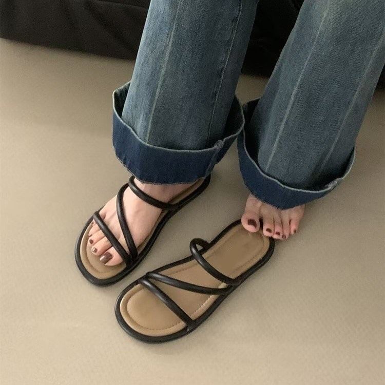 Sandals Flat Leather Faux