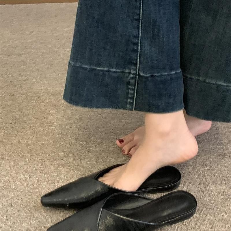 Faux Mules Leather Pointed