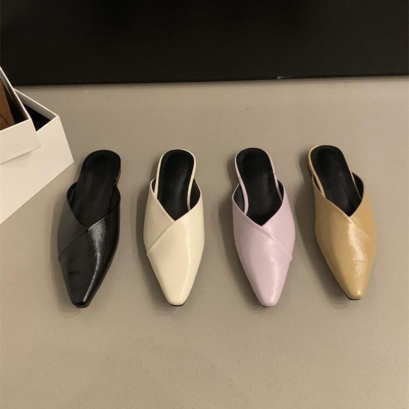 Faux Mules Leather Pointed