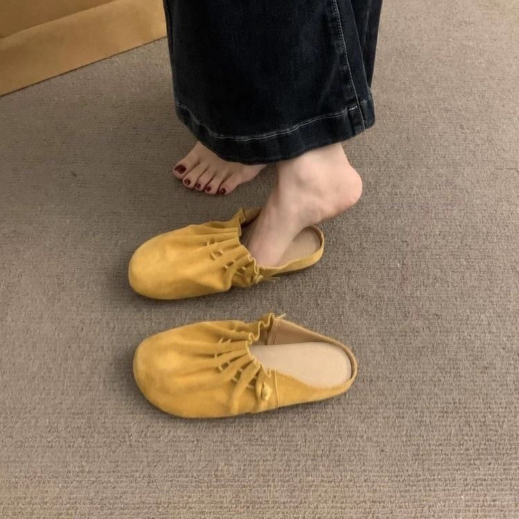 Cinched Leather Mules Faux