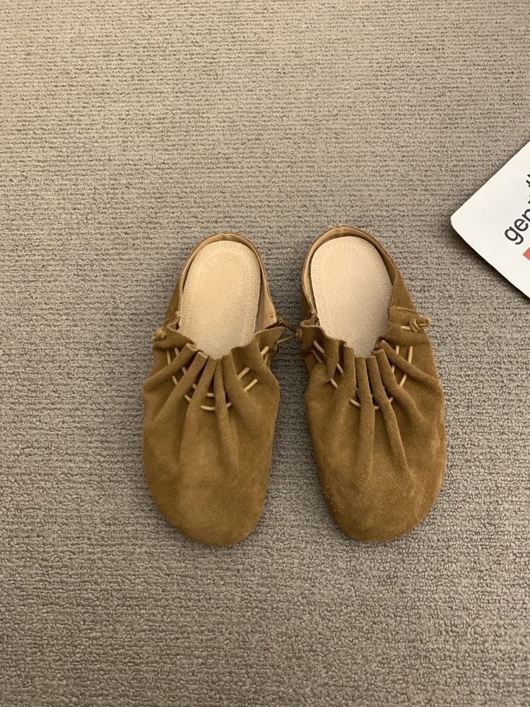 Cinched Leather Mules Faux