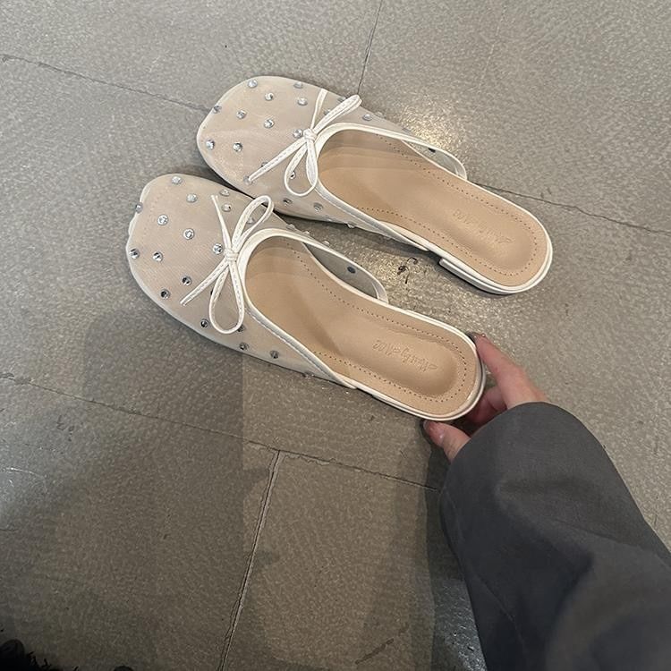 Mesh Rhinestone Mules