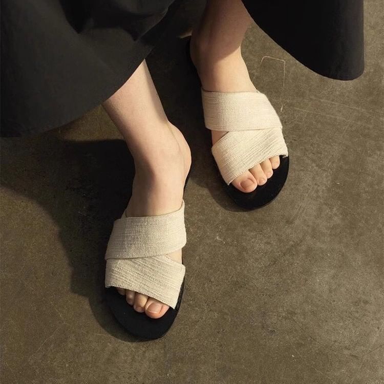 Canvas Slide Strap Sandals