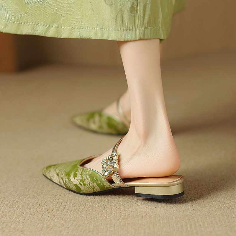 Pointed Heel Low Mules