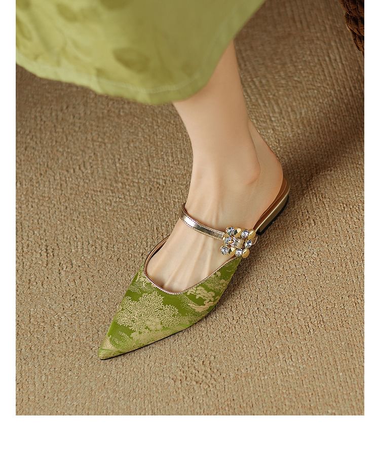 Pointed Heel Low Mules