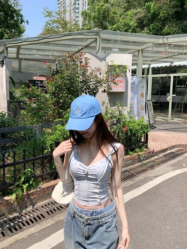 Print V-Neck Panel Floral Bow Top Camisole