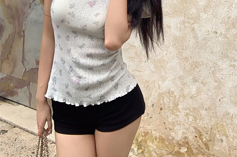 T-Shirt Pointelle Round Bow Neck Sleeve Short