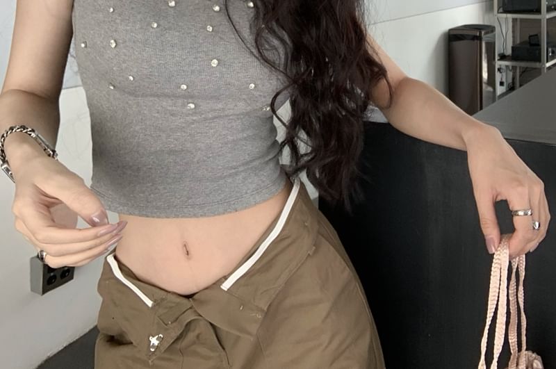 Tee Crop Rhinestone Crewneck Short-Sleeve